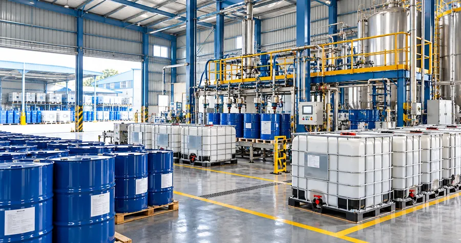 Resin packed in 220 kg drums and IBCs